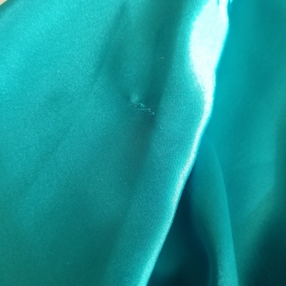 NATORI Vintage Satin Lace Trim Embroidered Sleeves Short Robe M - Picture 12 of 12